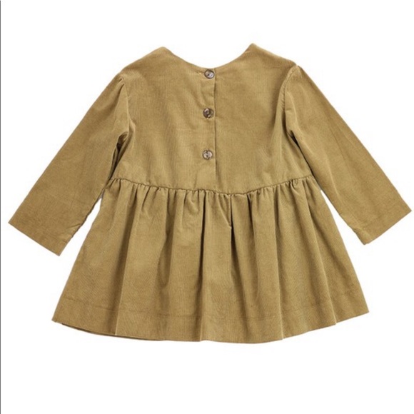 Cotton Corduroy Boxy Loose Fit Long Sleeve Shirt Mini Dress with Pockets - Picture 4 of 5